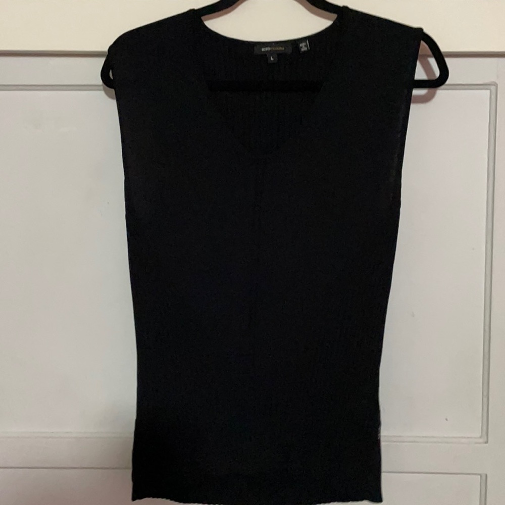 BCBG MaxAzria black sleeveless knit top - blouse Versatile Fashionable Chic